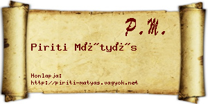 Piriti Mátyás névjegykártya