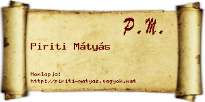 Piriti Mátyás névjegykártya
